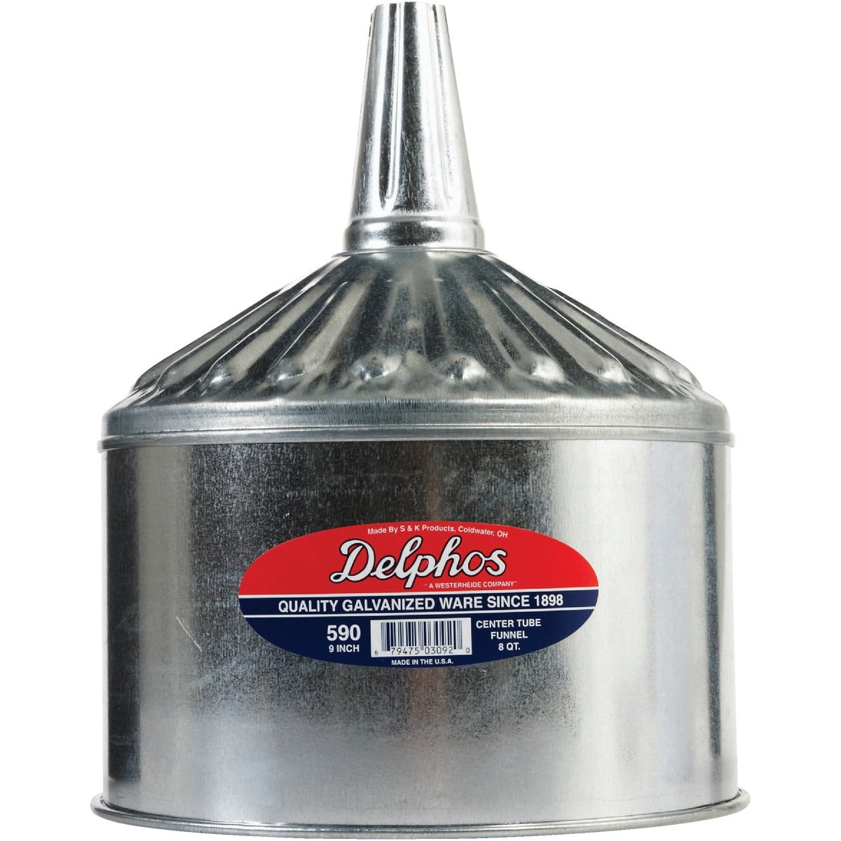 Delphos Heavy-Duty 8 Qt. Galvanized Steel Funnel with Center Spout 590