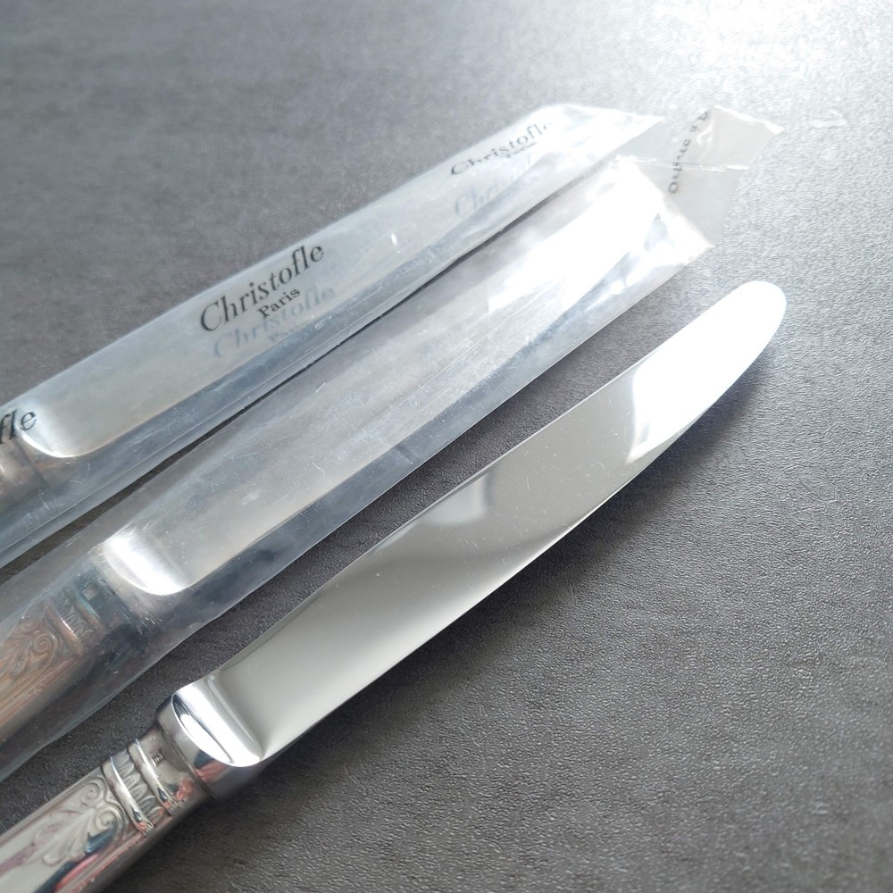 Christofle Malmaison 9pcs Silverplate Flatware Table Knife Fork Spoon Excellent