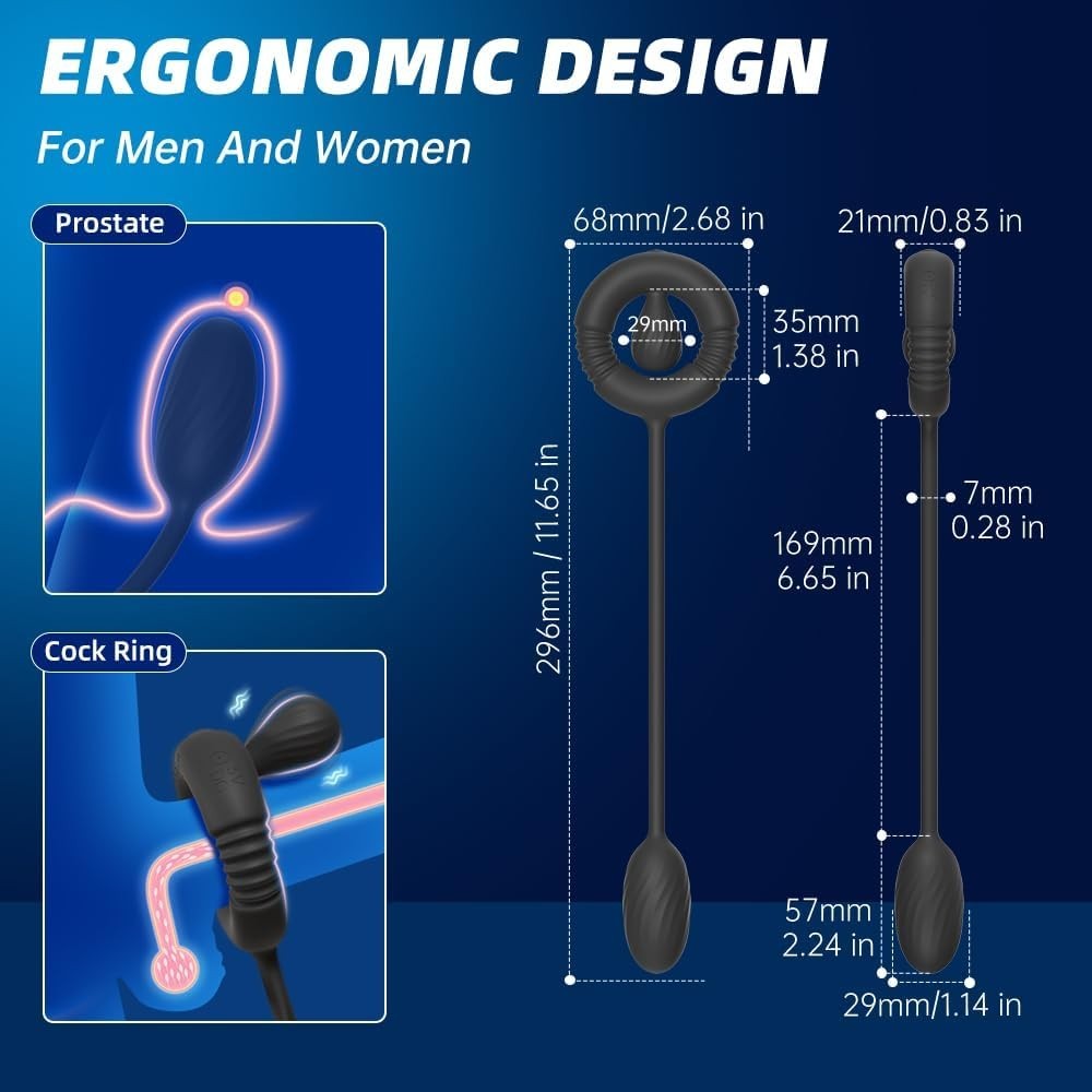 Remote Control Vibrating Cock Ring Prostate Massager Anal Plug 10 Modes Silicone