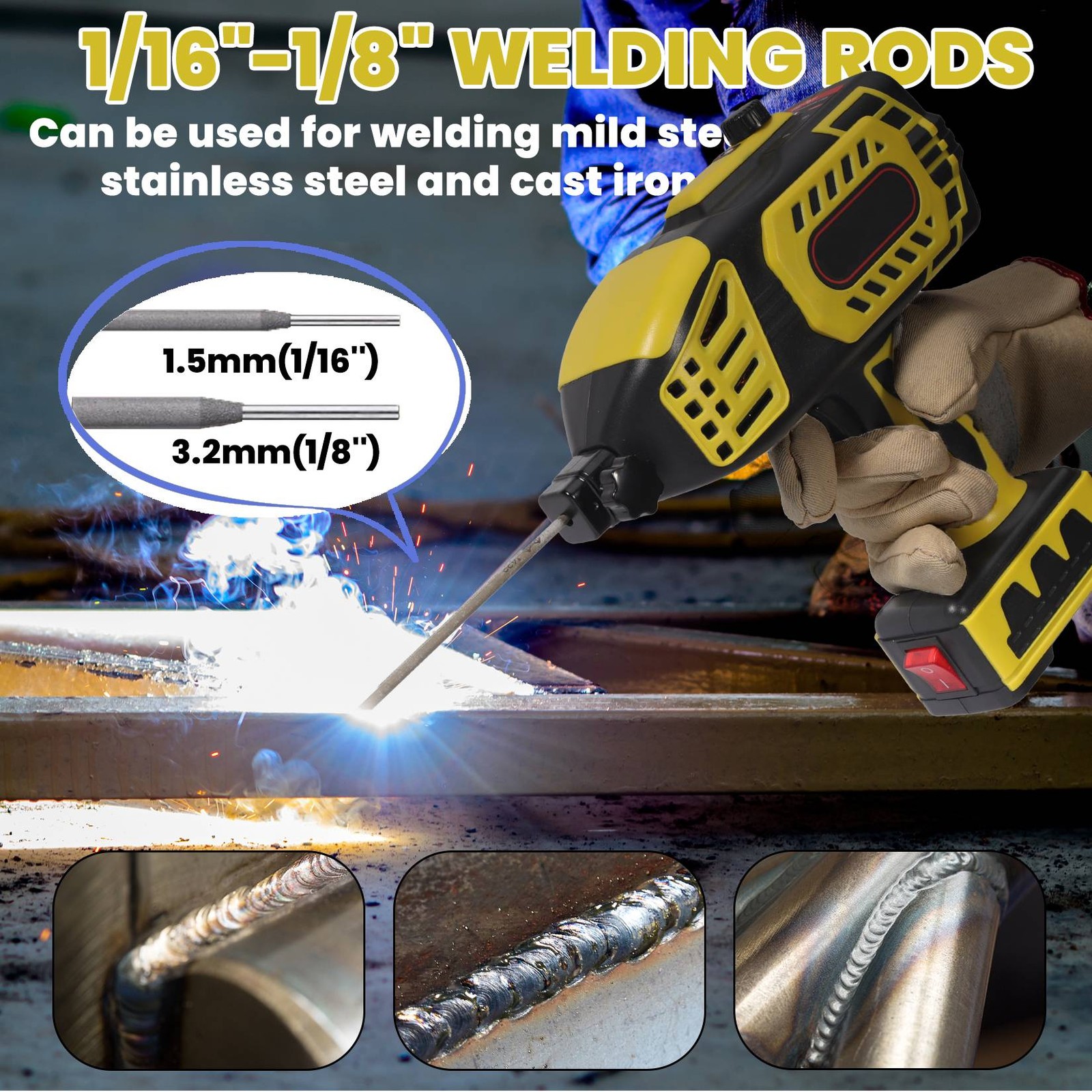 6000W Electric Welder Hand Held Welding Machine Kit 110V Digital Arc Welder Tool