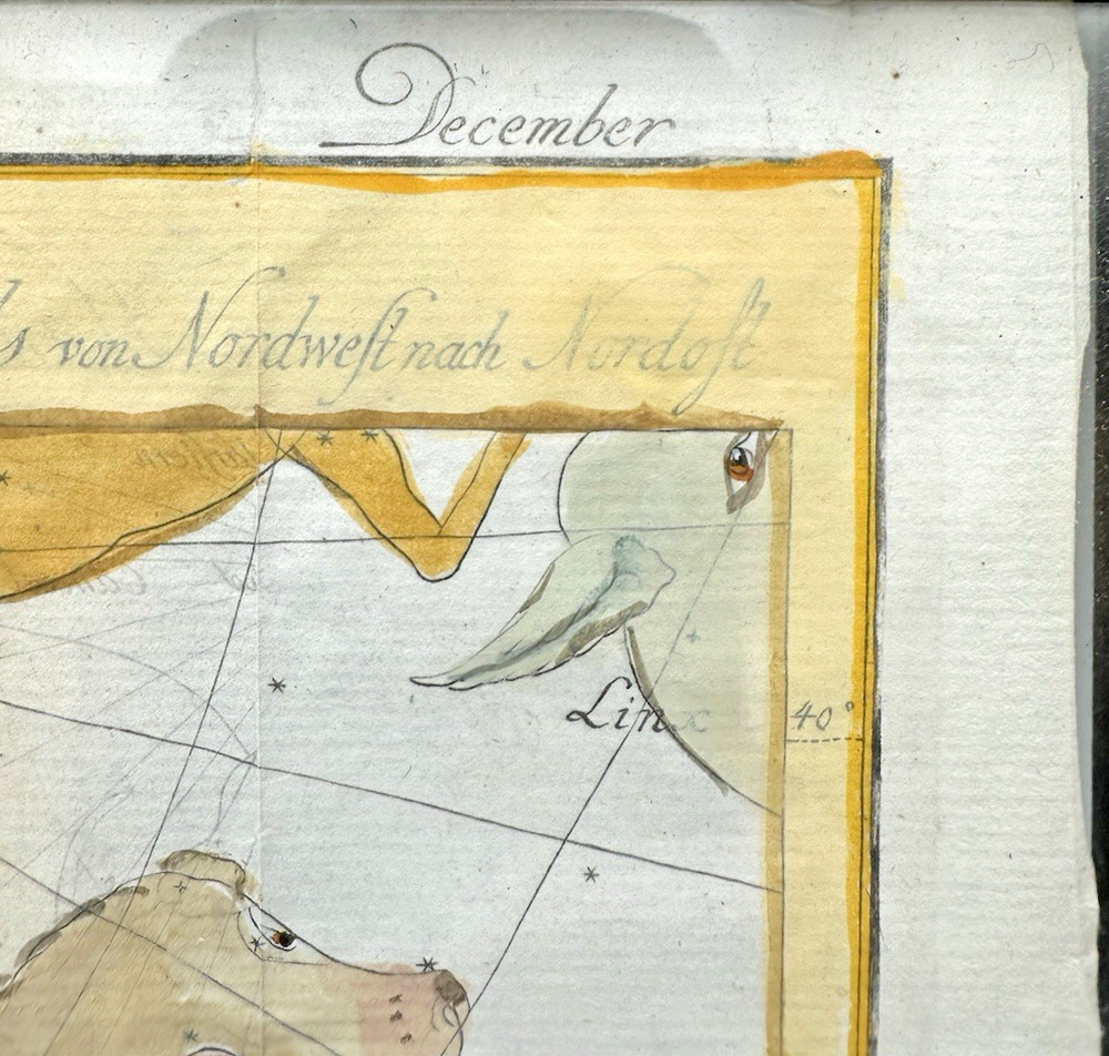 1777 BODE Hand Colored CELESTIAL CHART for December - Celestial Atlas Page