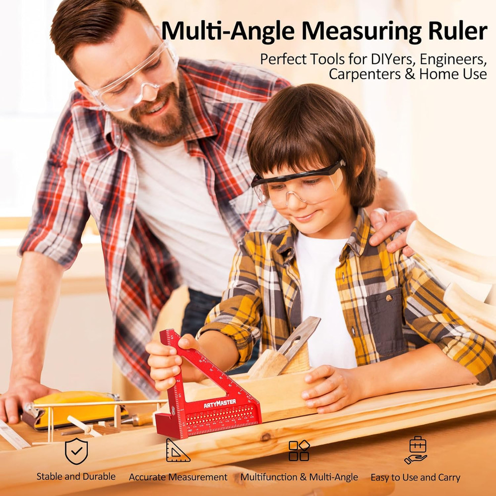 3.8＂Mini 3D Multi-Angle Measuring Square Ruler, WT102A High Precision Hole Sc...