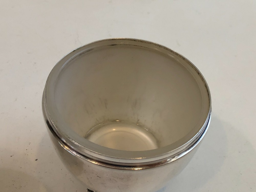 Vintage Kent Silversmiths Sheffield Glass insert Egg Shaped Footed Bowl w/Lid
