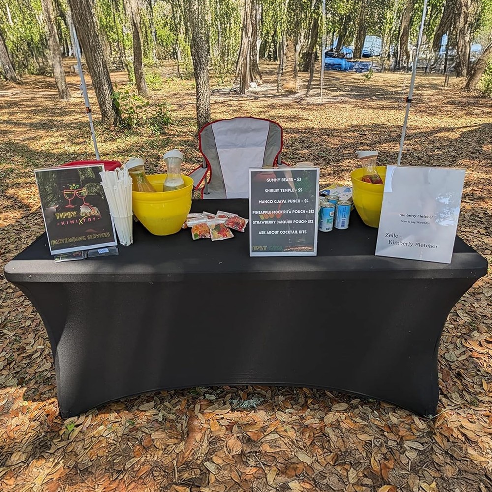 Trlyc 2 Pack 6FT Spandex Table Cloth - 72 x 30 Inch Rectangular Stretch Table...