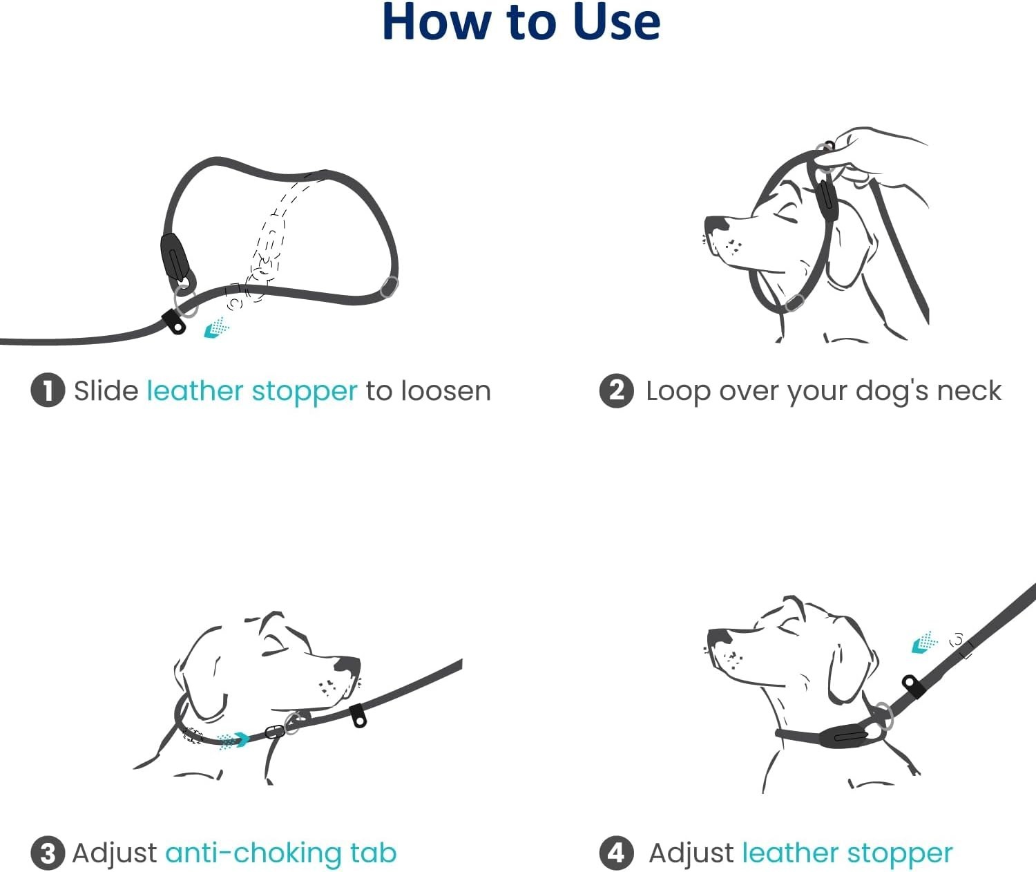 Dog Training Slip Leash, No Pull, Durable Reflective Lead, Puppy Heavy Duty Loop