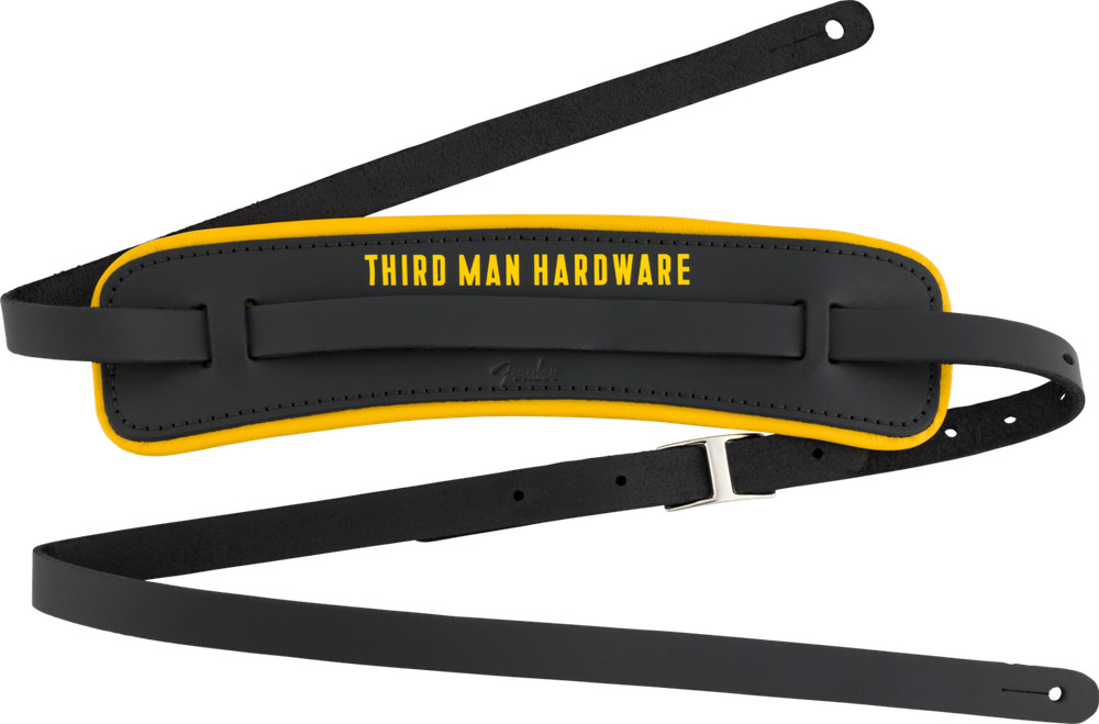 Fender x Third Man Hardware Leather Strap, Black/Yellow