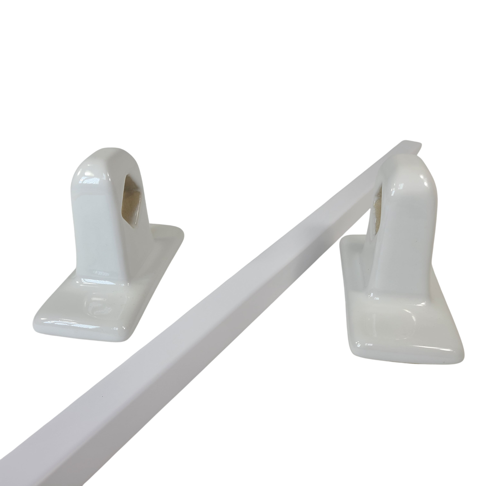 Vintage White Ceramic Tile Towel Rod Rack Post Holder Brackets 24 in Acrylic Bar