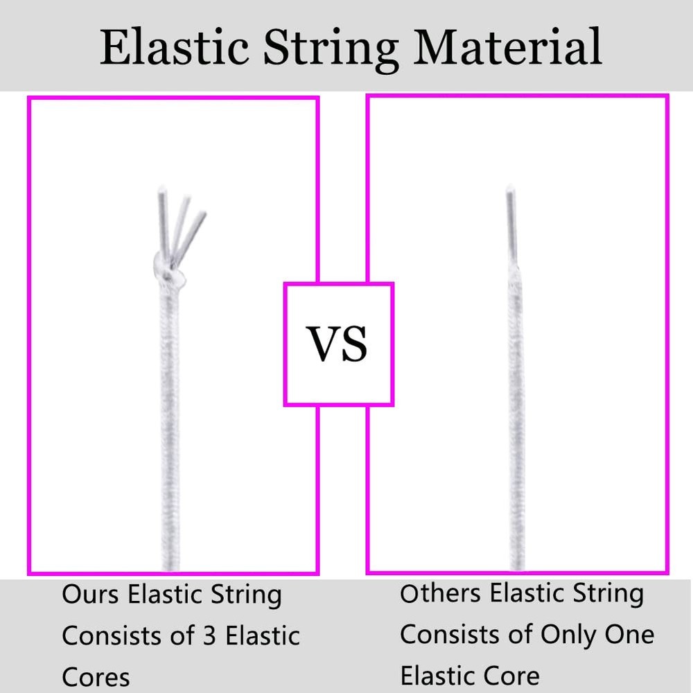 Elastic String for Bracelets, 1 mm x 110 Yards Sturdy Stretchy White, White
