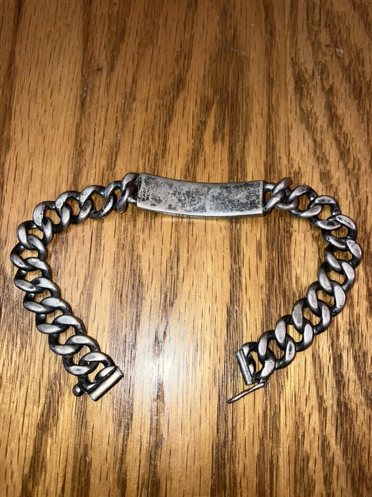 World War II Military ID Bracelet WWII Vintage Sterling Silver Antique Vintage