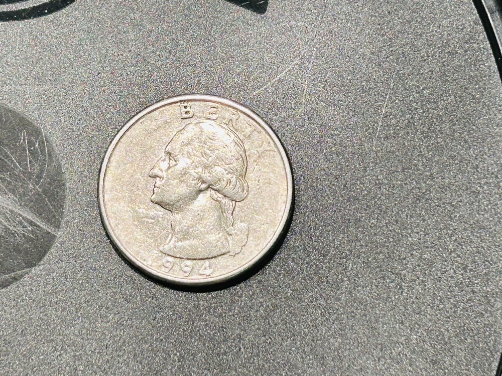 1994 Washington Quarter Massive Struck Through Grease Error Obverse and Reverse