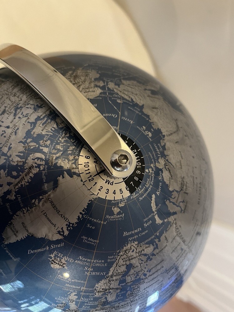 🔥RARE Chrome Base Gray and Blue colored 10” Diameter Globe🔥