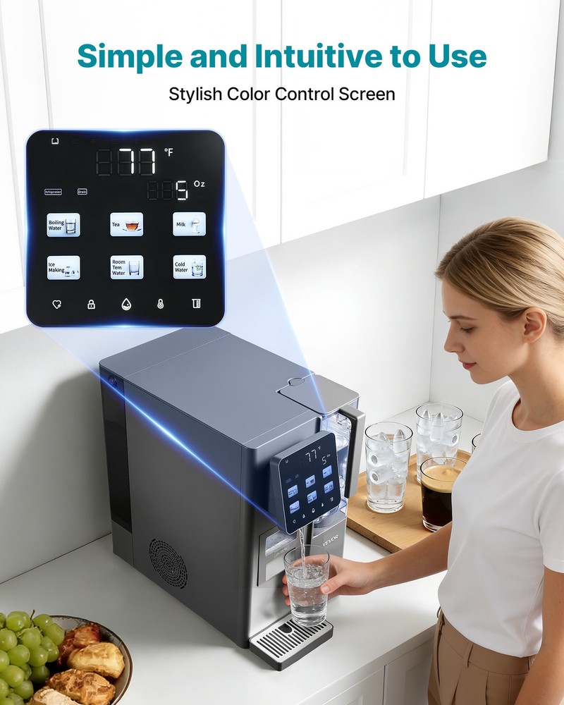VEVOR Ice Maker Water Filter Dispenser 4-in-1 Countertop Multi-Function Machine