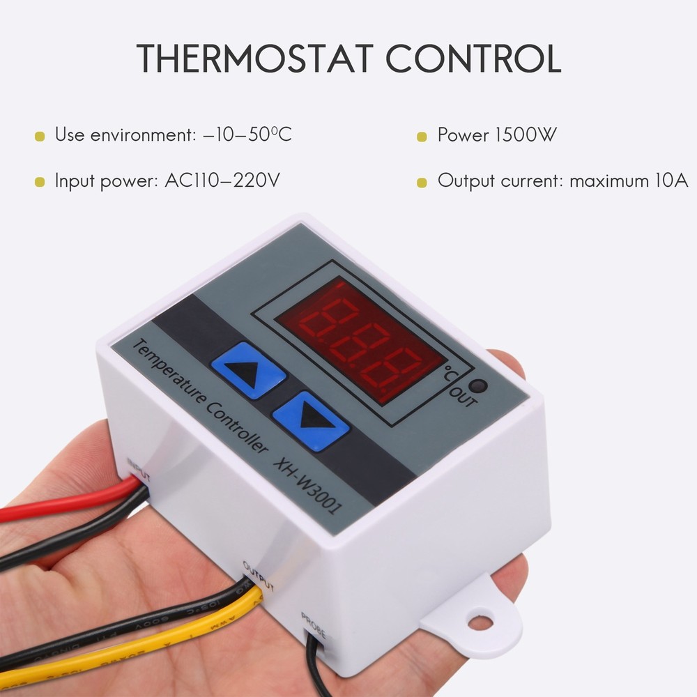 220V Digital LED Temperature Controller 10A Thermostat Control with Switch Di3713