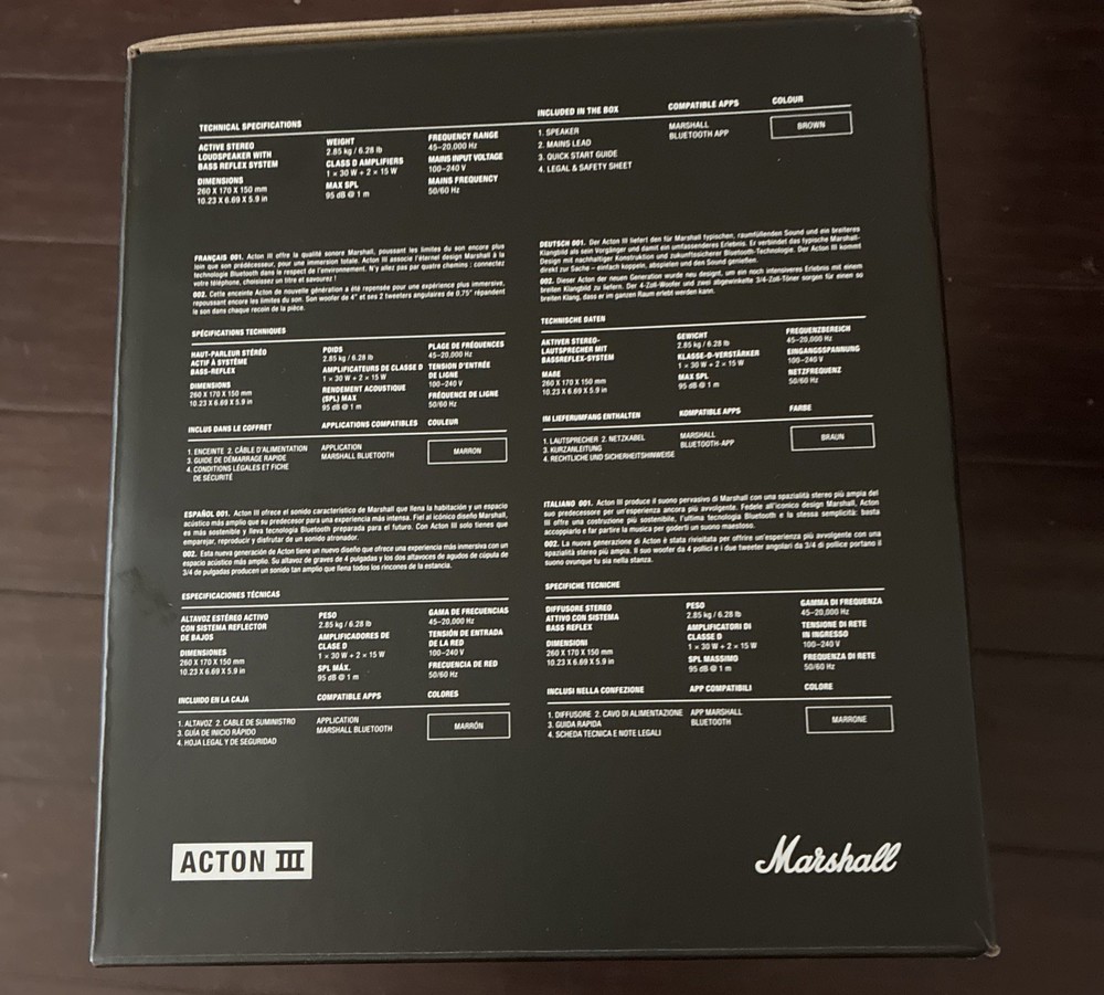 Marshall Acton III Bluetooth Home Speaker - Brown