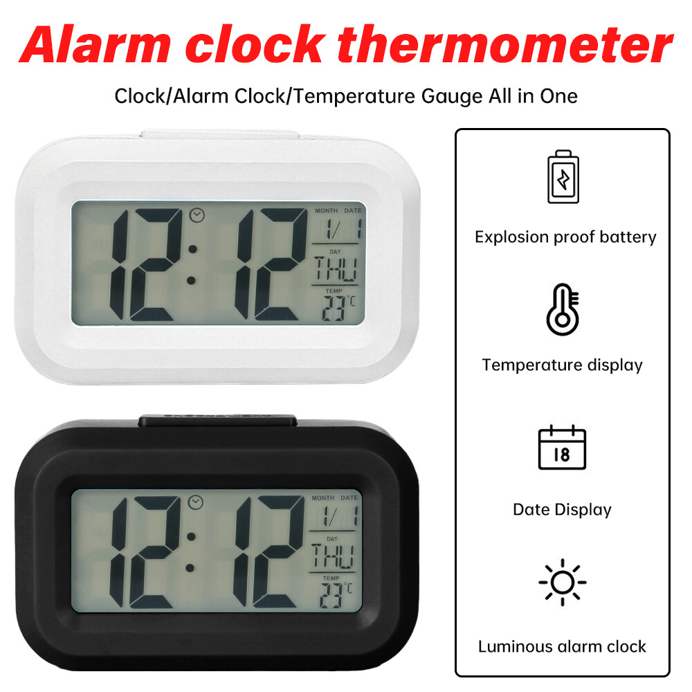 Digital Electronic Clock Thermometer Indoor Outdoor Temperature Date Display