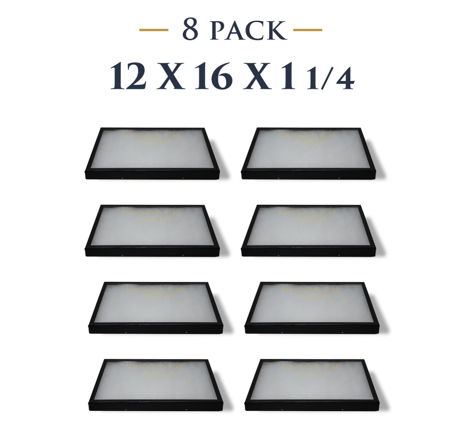 8 Pack of 12 x 16 x 1 1/4 Riker Display Cases Boxes for Collectibles Jewelry