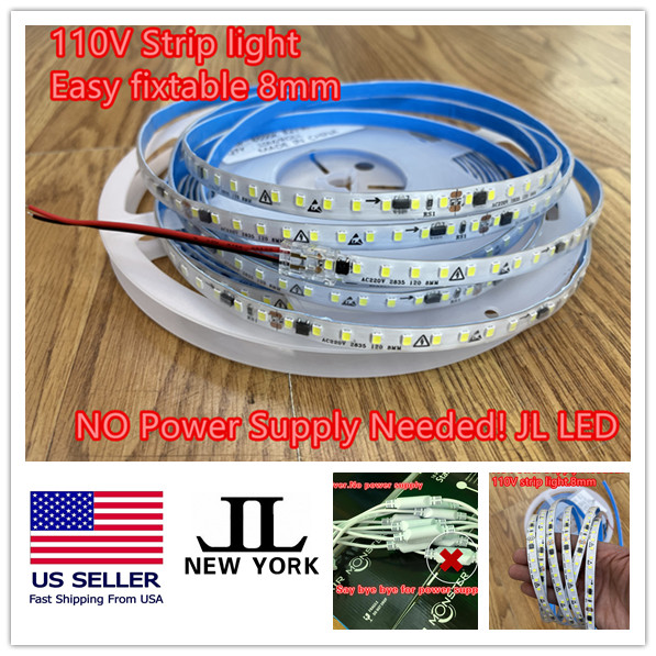 Ultrathin 110V LED Strip light Waterproof Dimmerable.No Powersupply Needed!