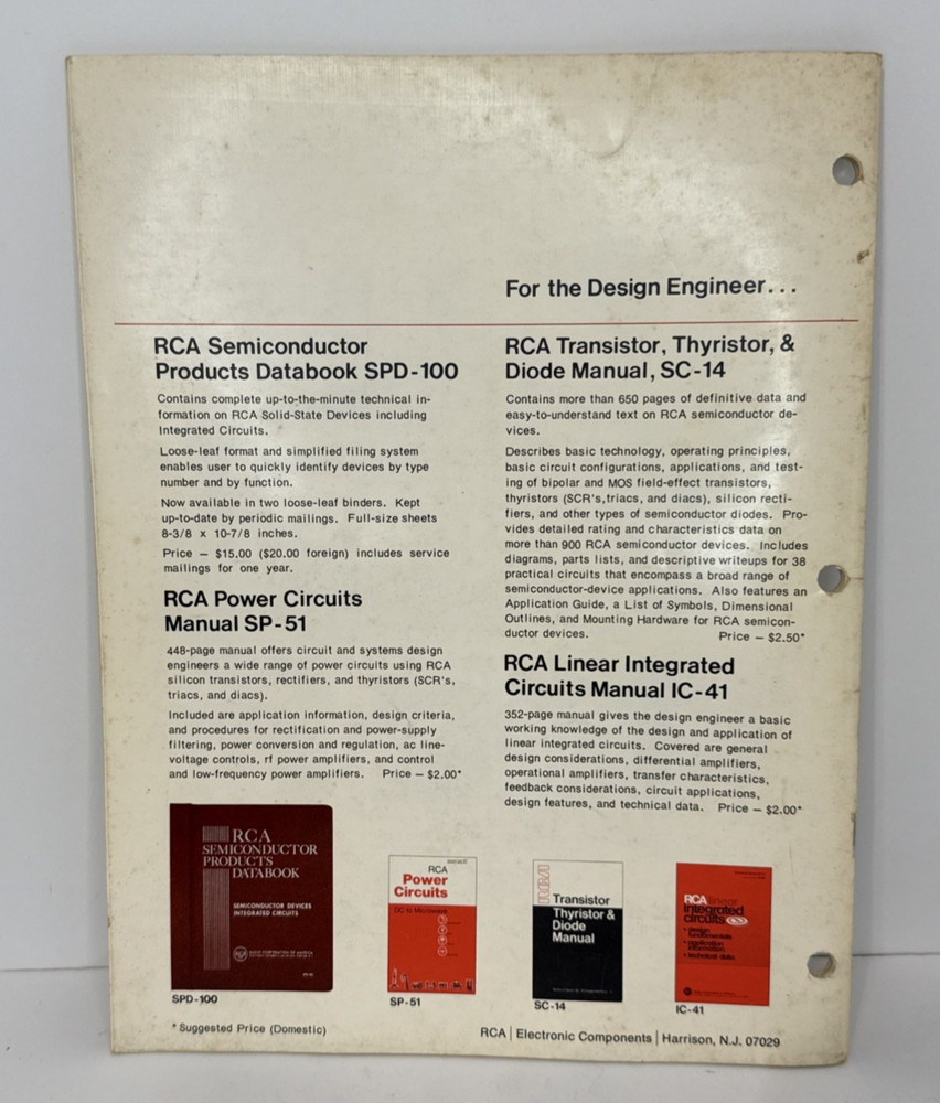 Vintage RCA Solid-State Product Guide Catalog - Pattison Supply Co.