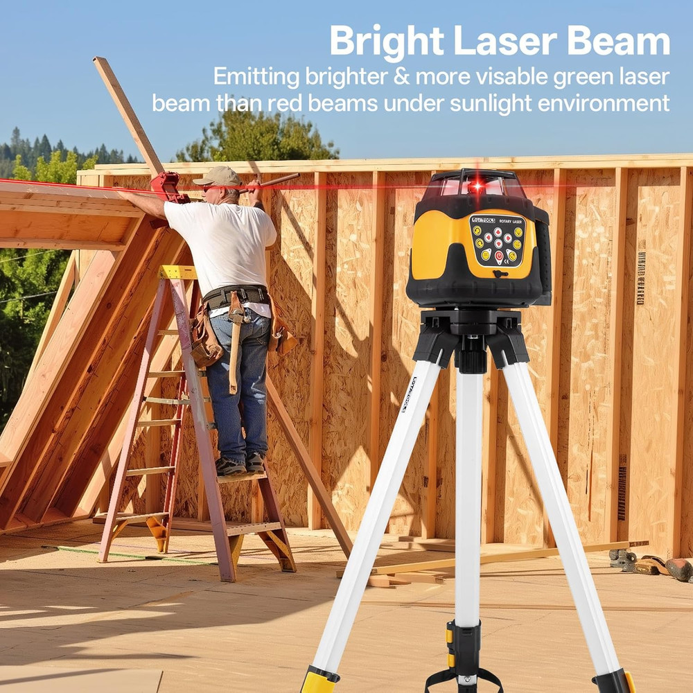 Self-Leveling Rotary Laser Level Kit with Tripod & 2000' Range