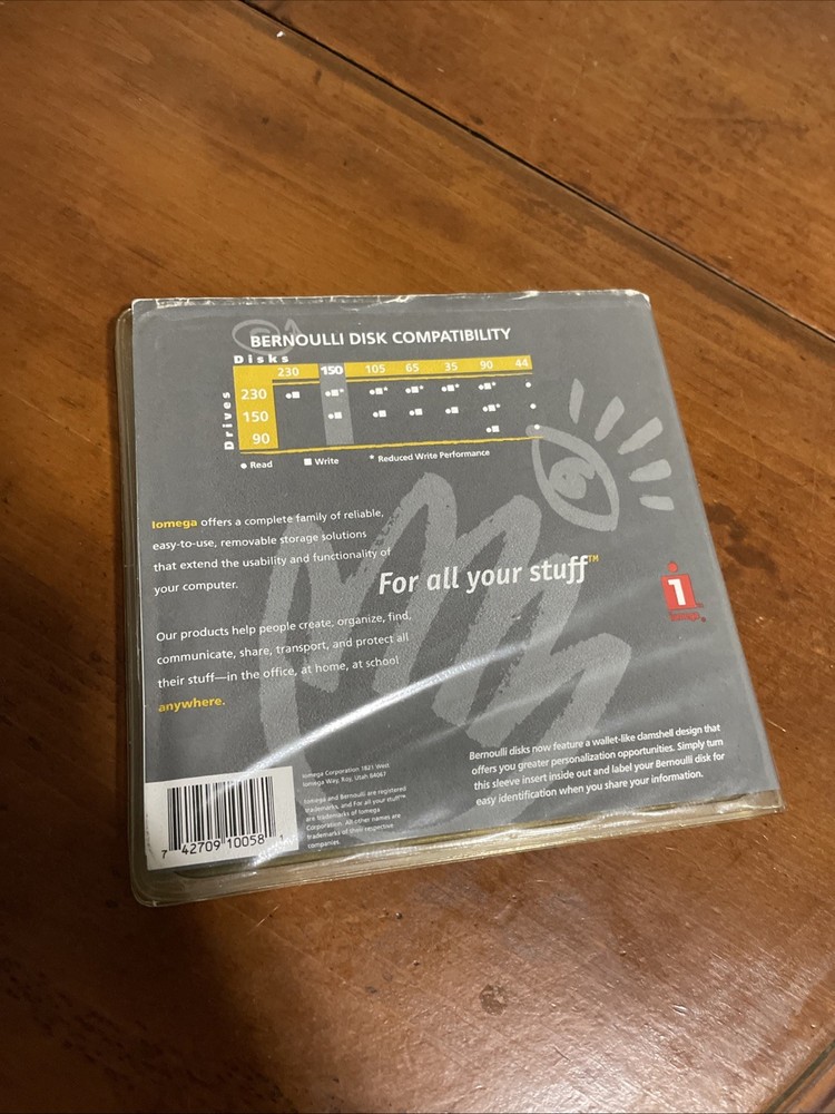 iomega Bernoulli box disk 150mb vintage computer storage diskette 5” 1992