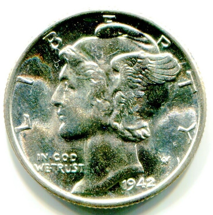 1942 SILVER MERCURY DIME !! Mint State !!