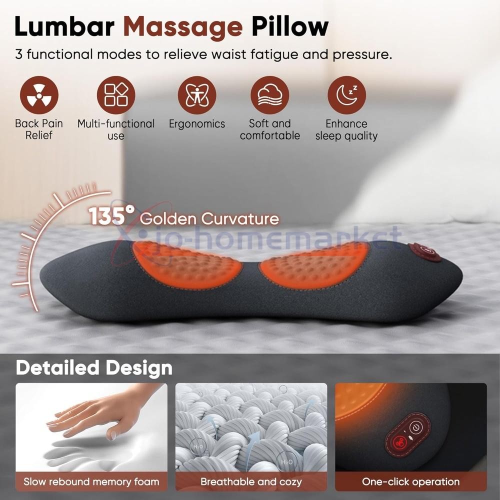 3 In 1 Electric Lumbar Support Pillow Smooth Spine Triple Fusion Back Massager