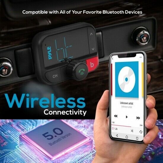 Pyle Pbt97 Cigarette Lighter Bluetooth Wireless FM Radio Transmitter, Handsfree