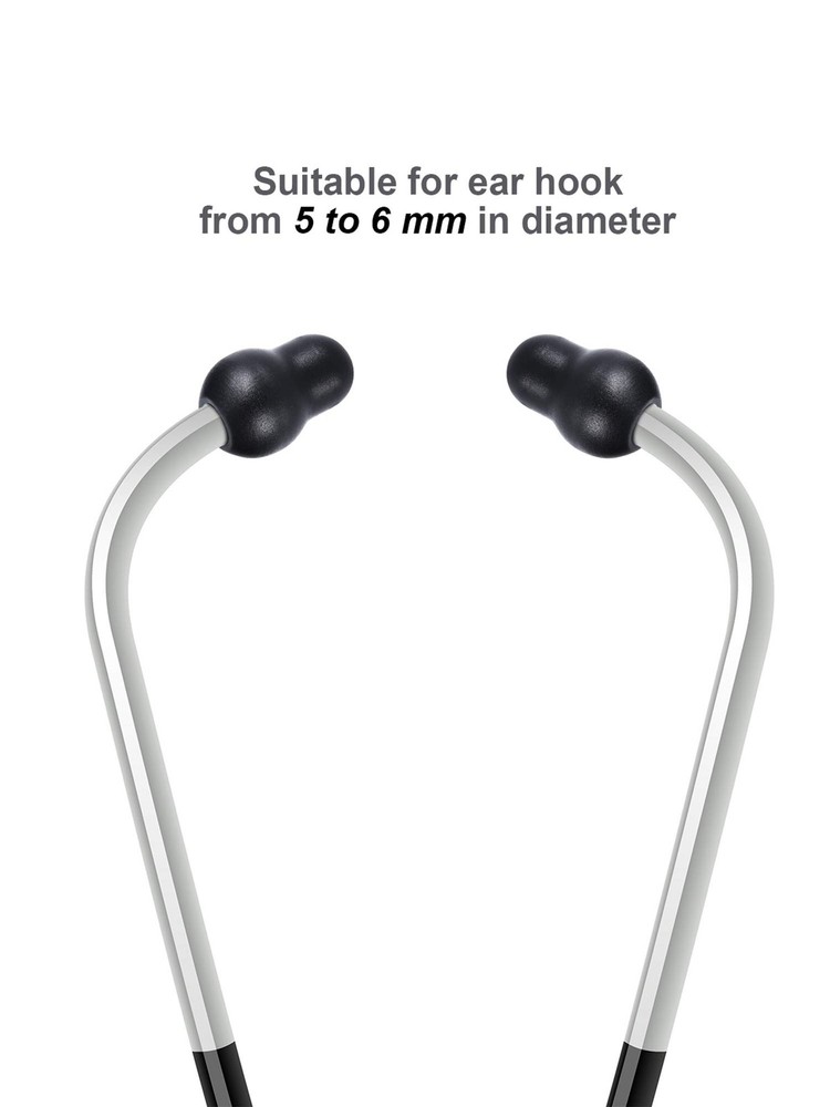 Universal Stethoscope Earpieces - 24 Black Soft Silicone Ear Tips Replacement