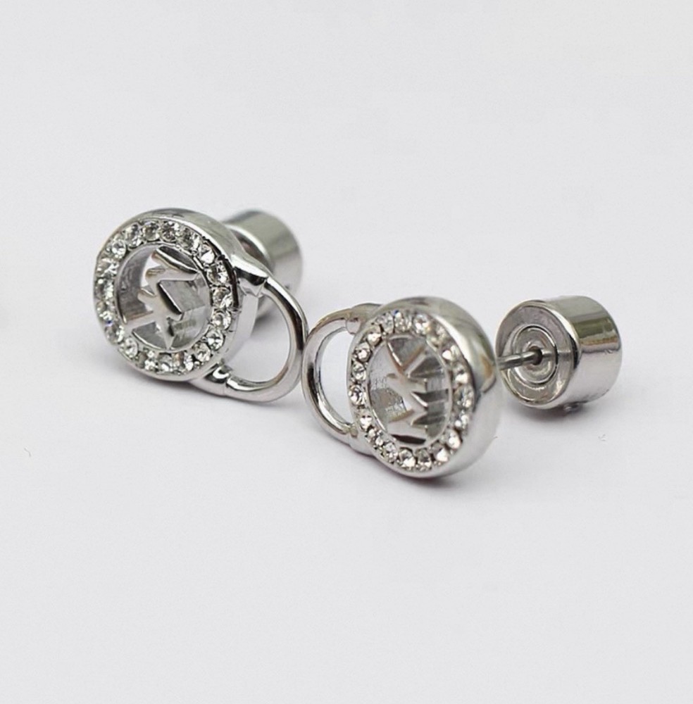 MK Stud Earrings Silver Tone New