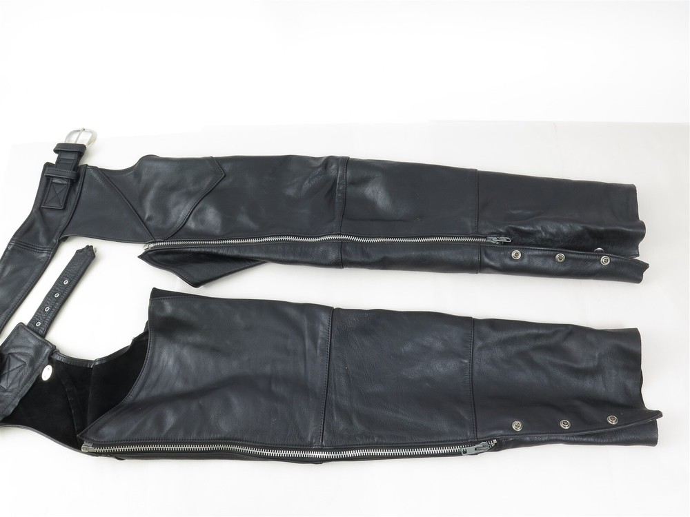 Harley Davidson Women's Size Medium Black Leather Chaps Basic Skins