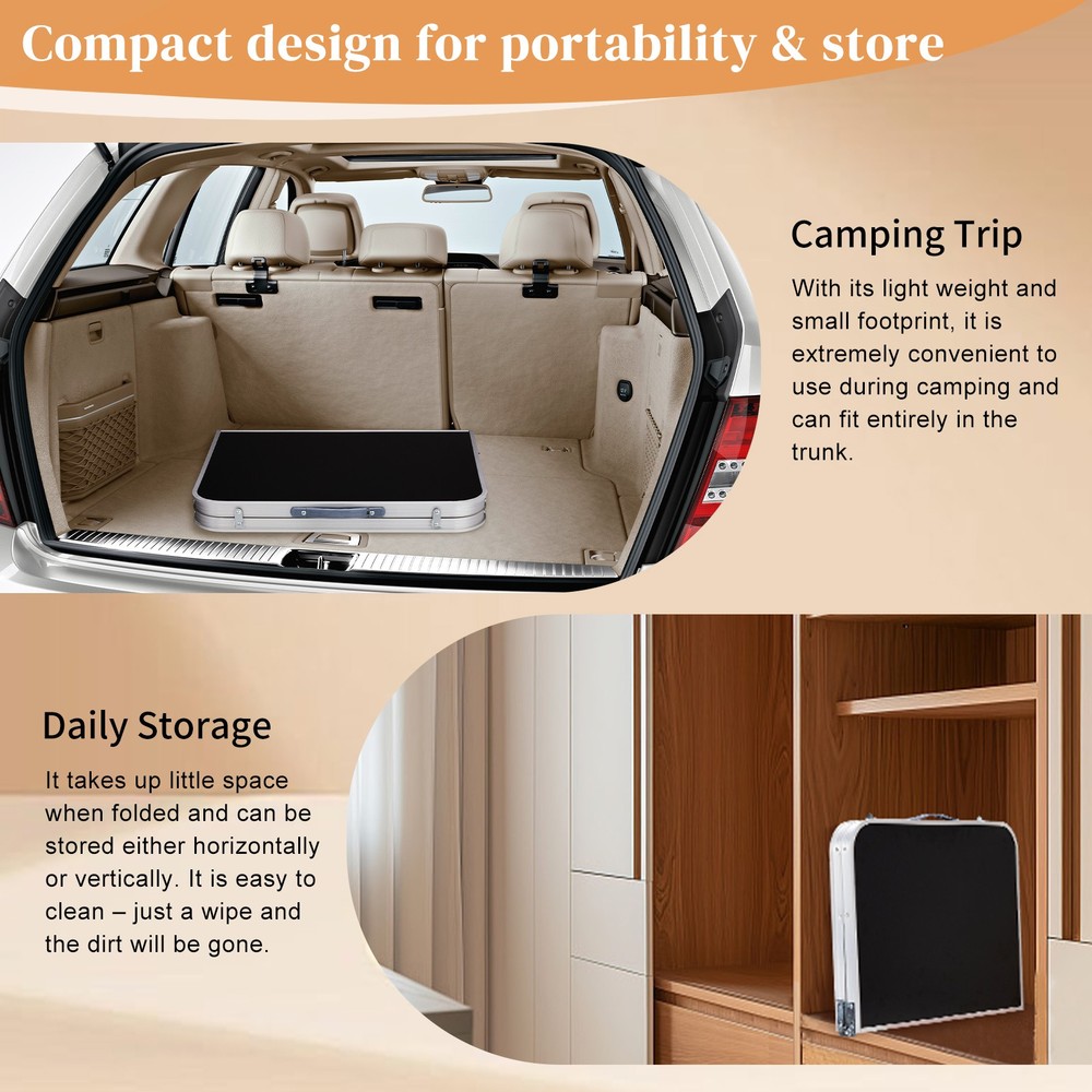 3ft Aluminum Alloy Folding Table Black