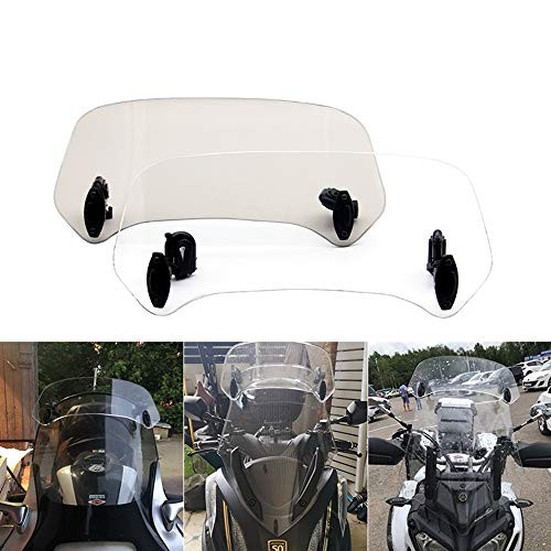 Motorcycle Clip-On Windshield Adjustable Windscreen Extension Spoiler white