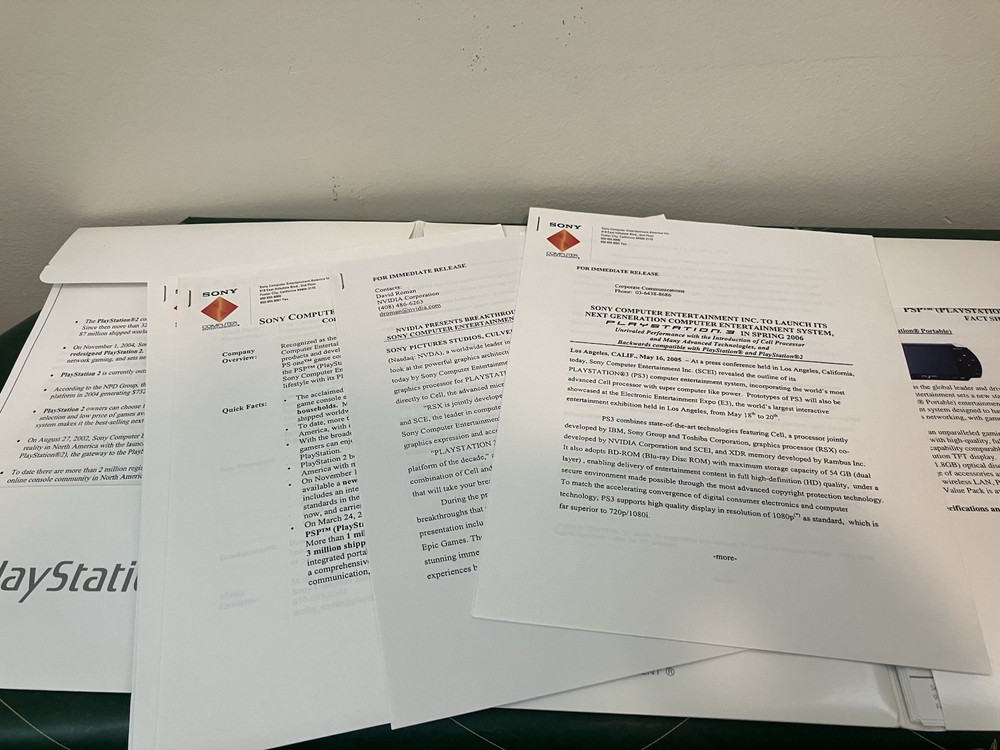 Sony E3 2005 Press Kit Folder: Press Releases, PS3 Announcement, Software List