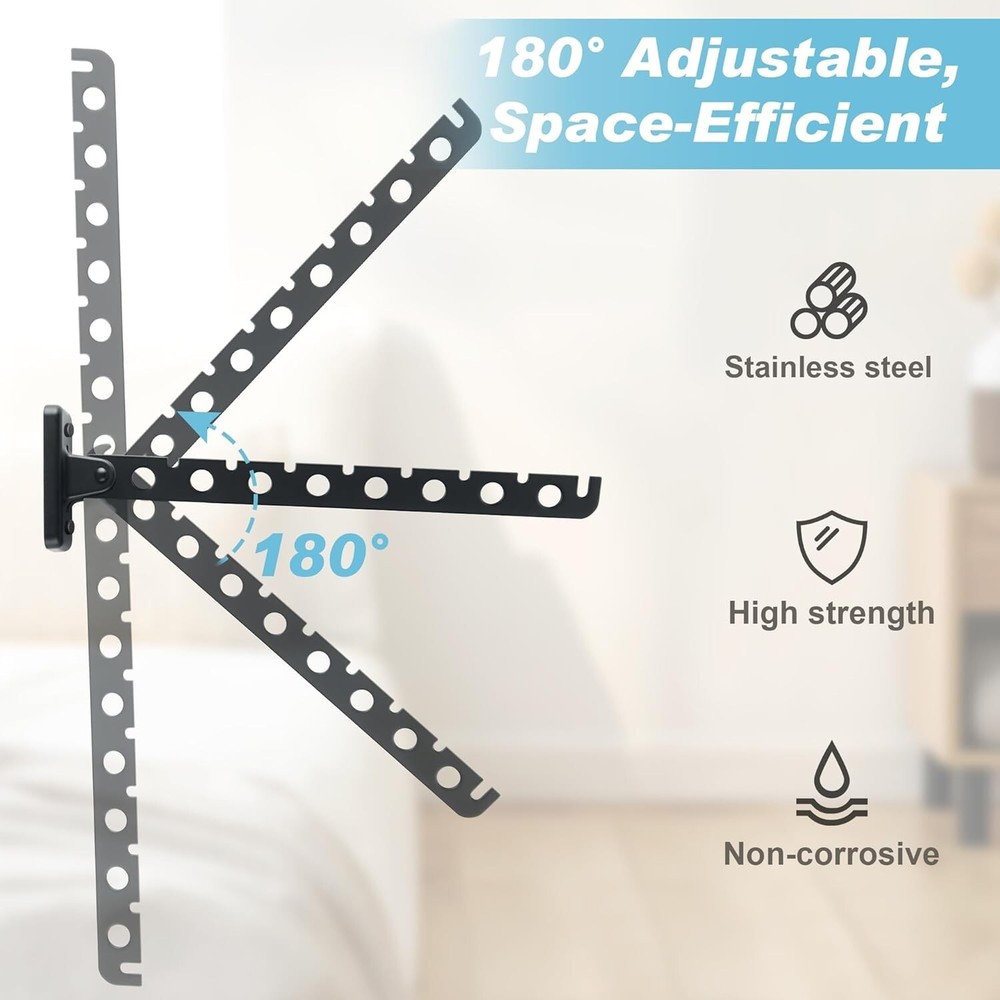 Folding Clothes Hanger, Stainless Steel Wall Mounted Drying Rack, Space Savin...
