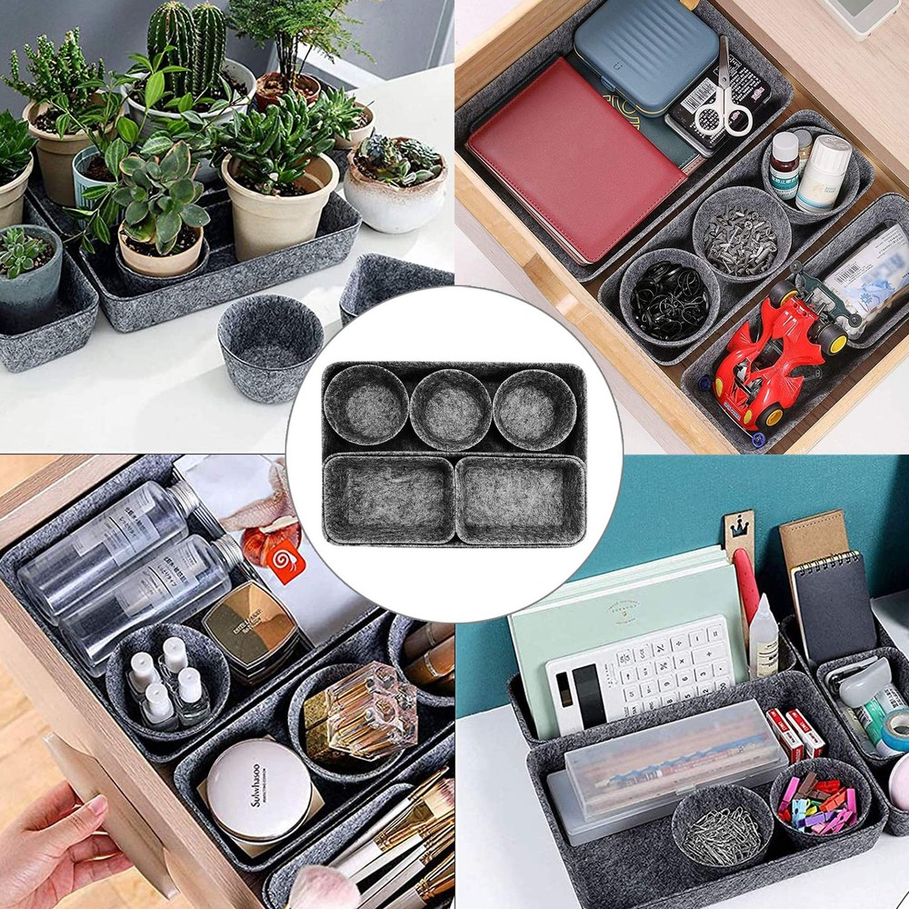 8pcs Drawer Organizers, Separators, Storage ,Felt Storage Bins Inserts Tool C...