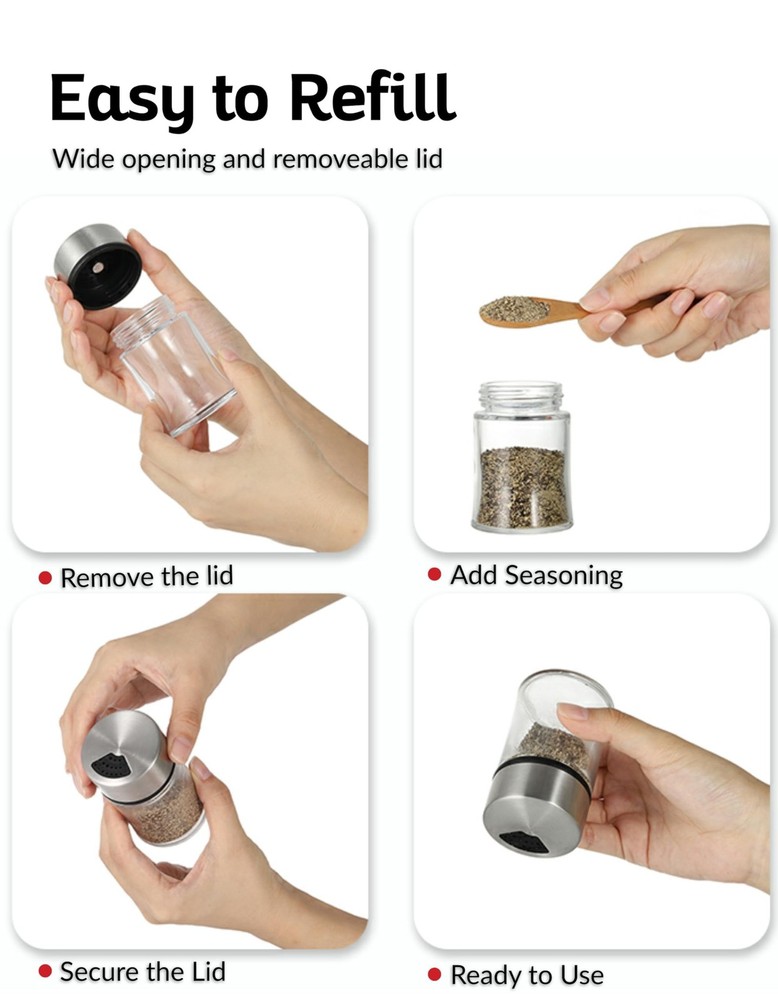 Multi-Function Stainless Steel Salt & Pepper Shaker with Adjustable Sprinkler...