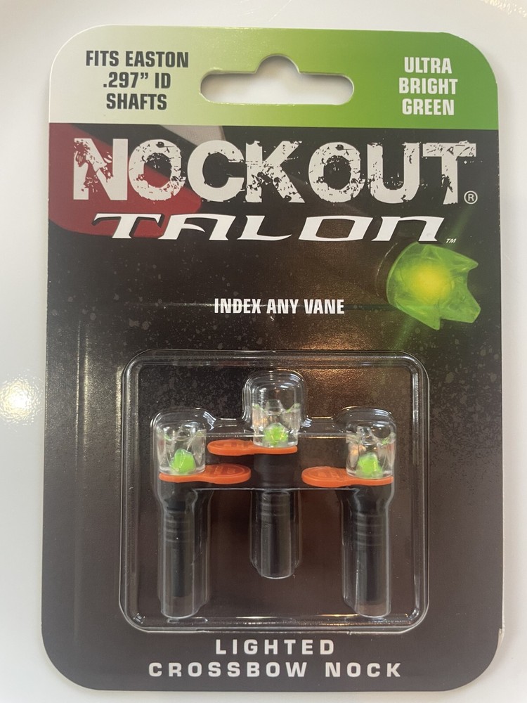 NockOut Lighted Nocks Crossbow .297" ID Talon Green 3 Pack