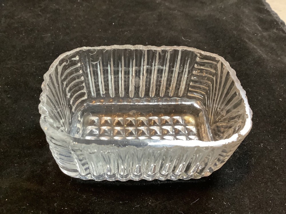 Earlier Than Lacy Glass 1800s Rectangular Shaped Lee Master Salt Cellar Dip