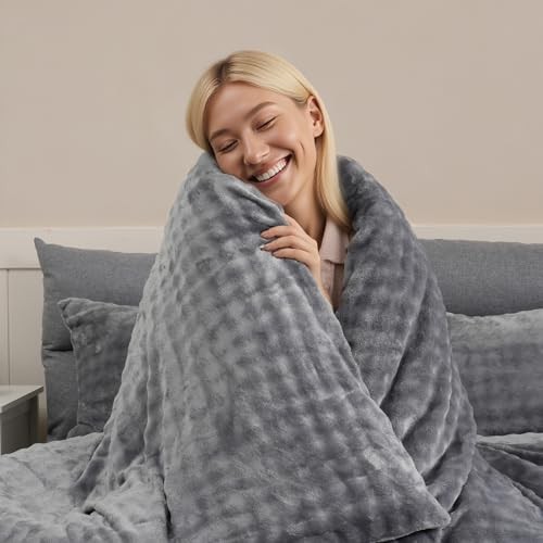 Rabbit Plush Faux Comforter Sets 59x79 In blanke (without insert) Gray