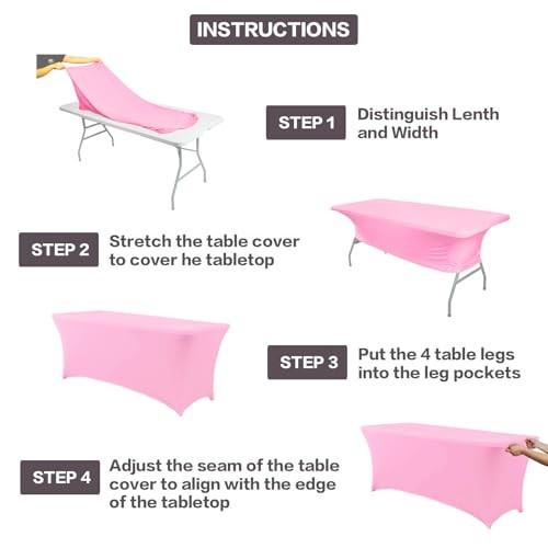 8FT Table Cloth for Rectangular Fitted Events Stretch Table 8 Ft - 1 Pc Pink
