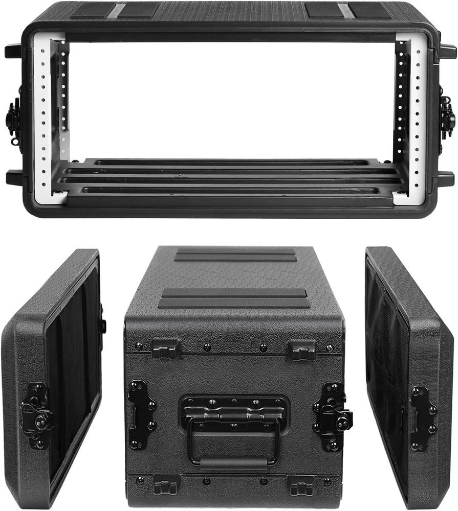 4U Rack Mount Flight Case with Wheels & Pull Handle, 19" Audio Equipment Cabinet