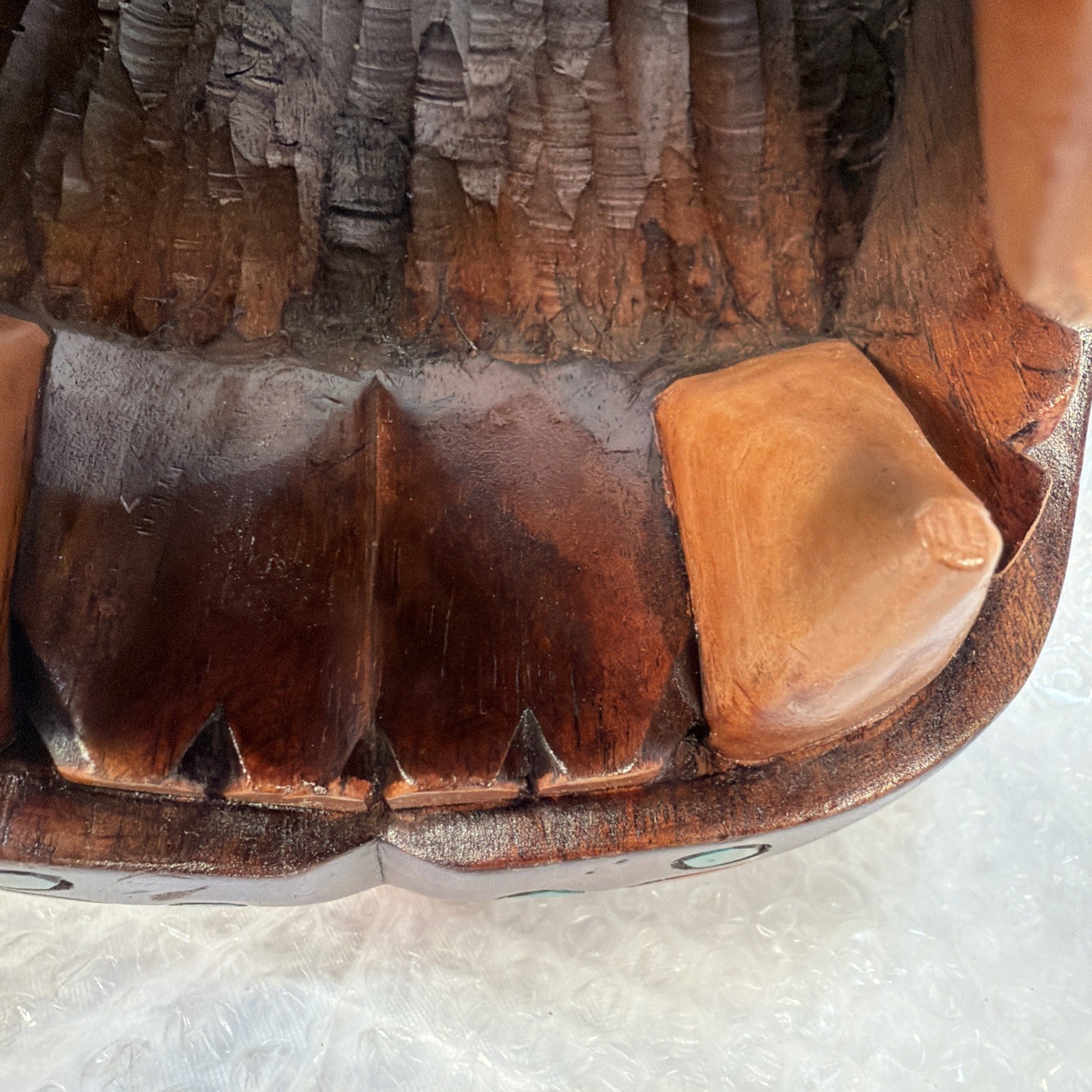 Vintage MCM Mayan Handcarved Wood Jaguar Panther Head Folk Art Rare