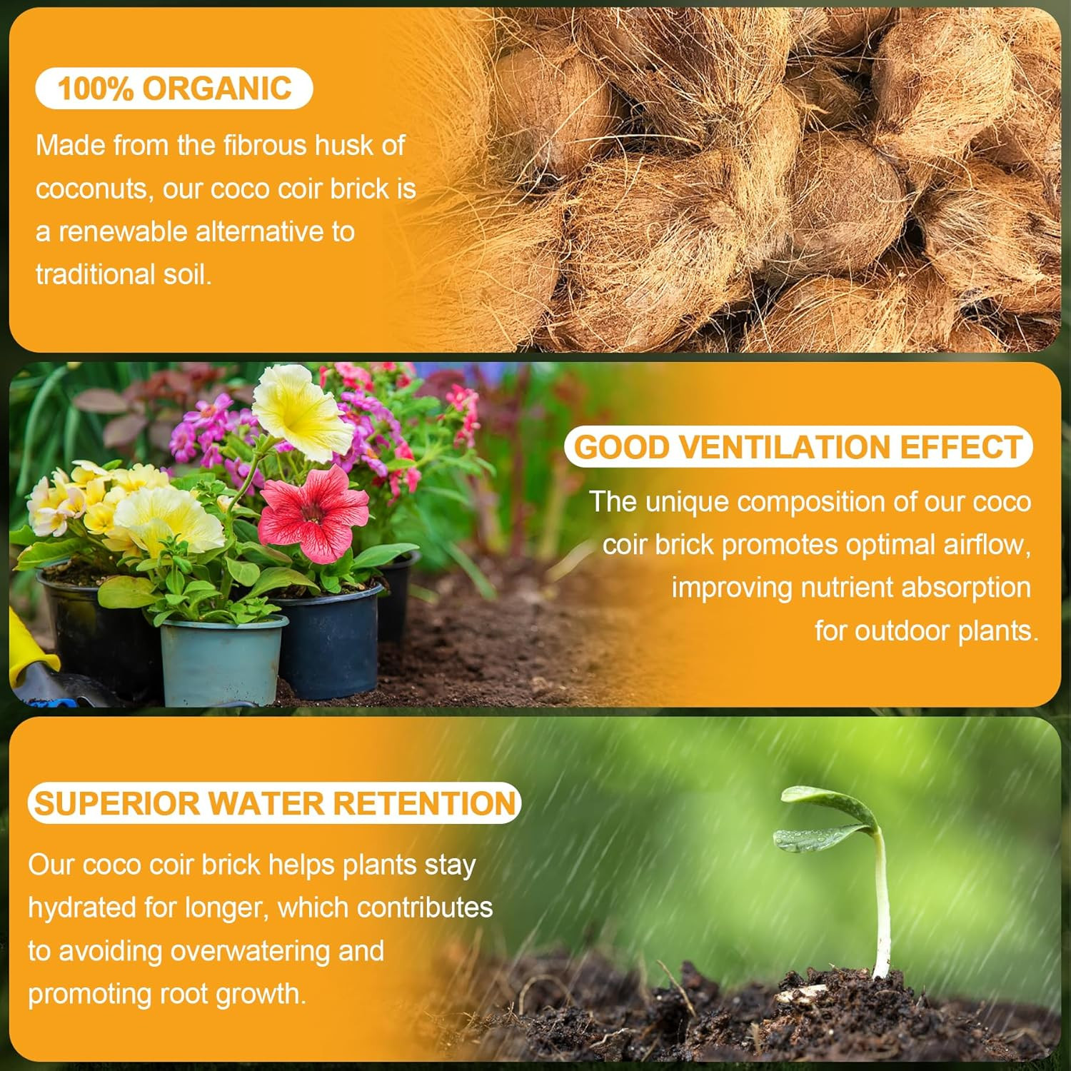 Organic Coco Coir 1 Pcs Compressed Coconut Coir Brick Coconut Fiber Husk Substra