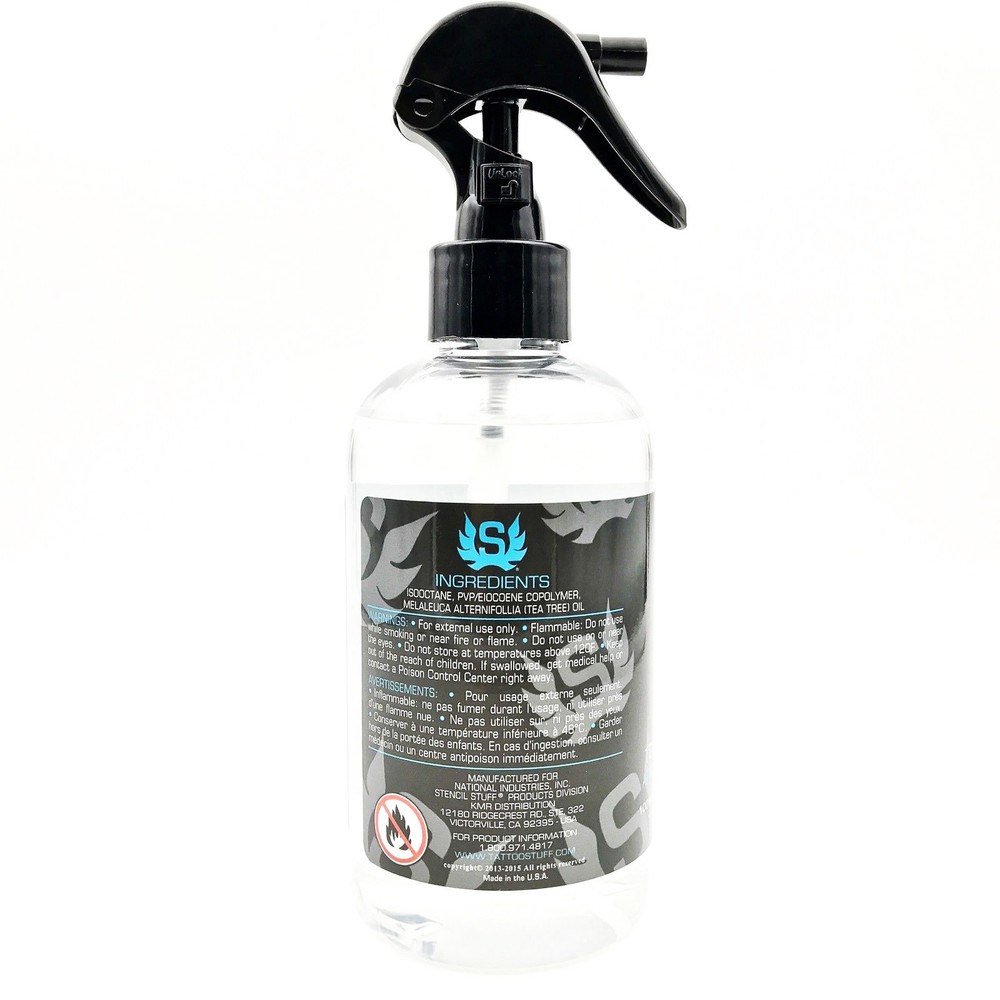 Spray Stuff Tattoo Stencil Transfer Hold Lock Solution 8oz Bottle Stencils