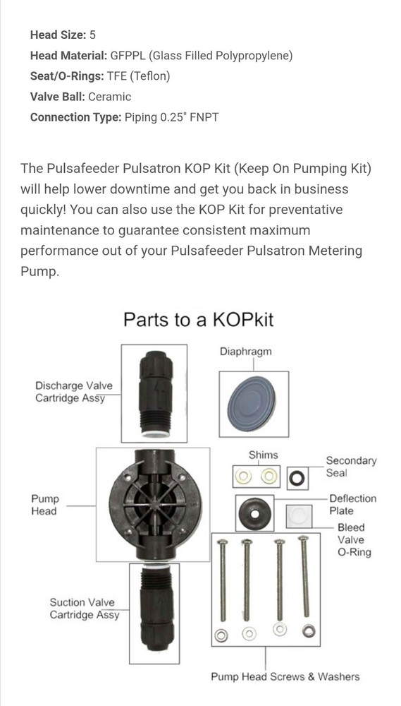 Pulsafeeder Electronic Metering Pump KOPkit K5PTC4