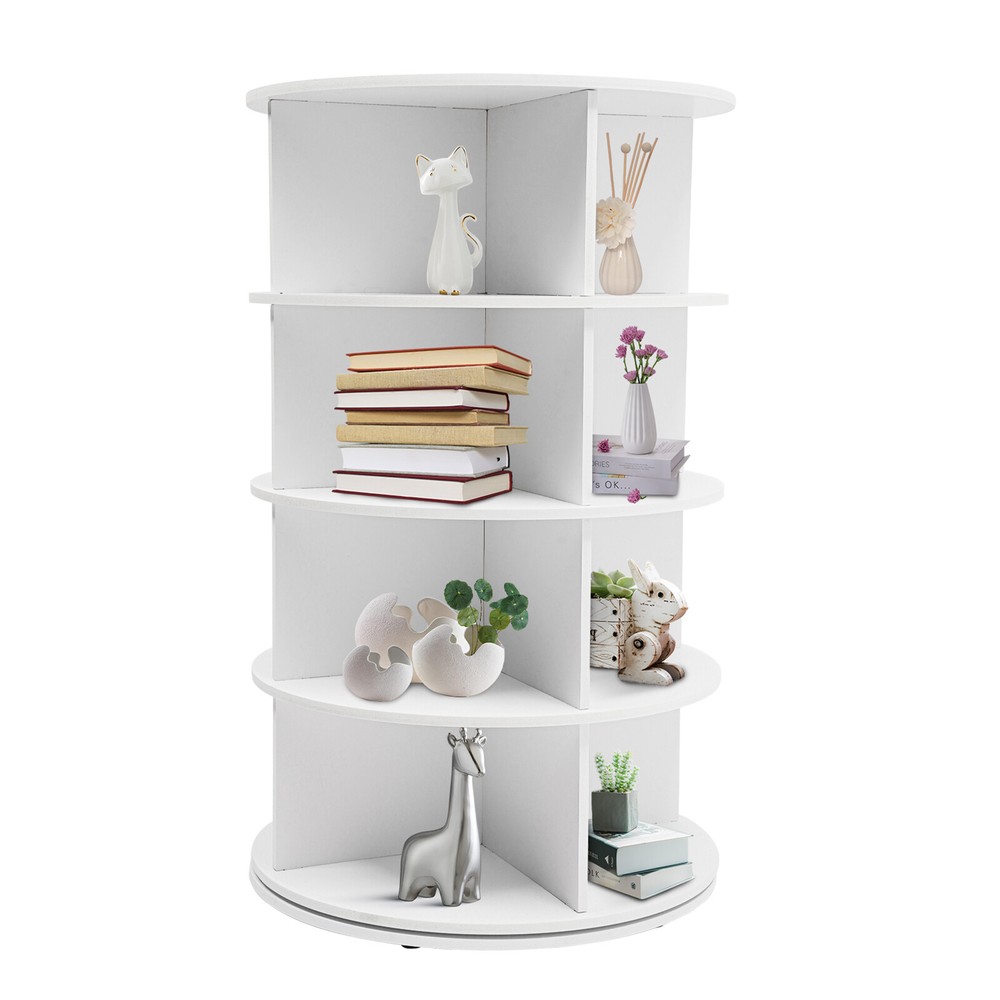 4-Tier White Rotating Shoe Rack, Durable Free-Standing Organizer