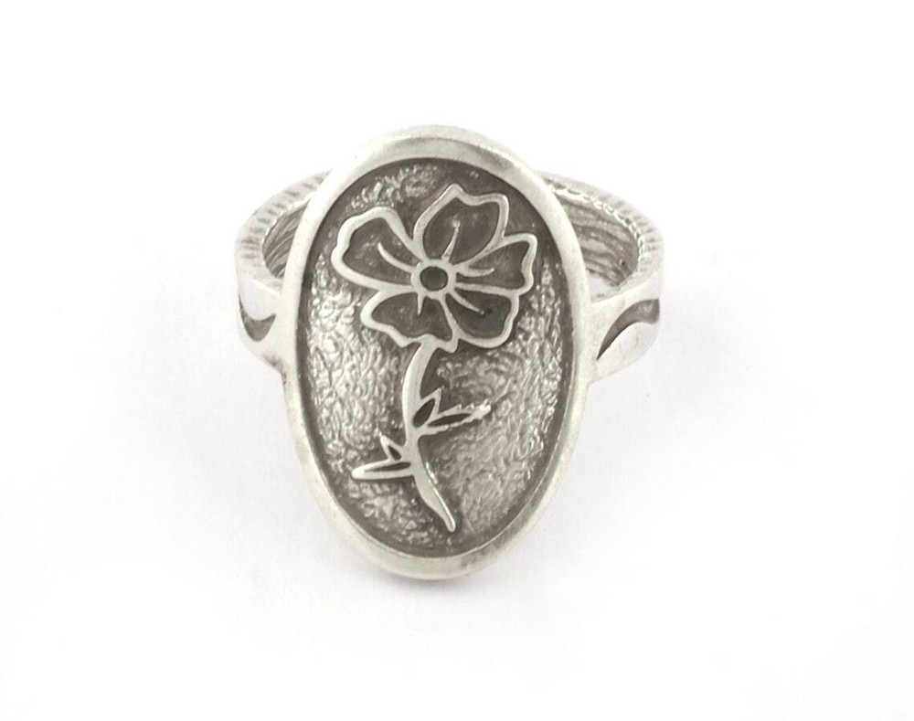 Birth Monthly Flower (October Cosmos) Adjustable Ring Raw Solid Brass 8us 5325