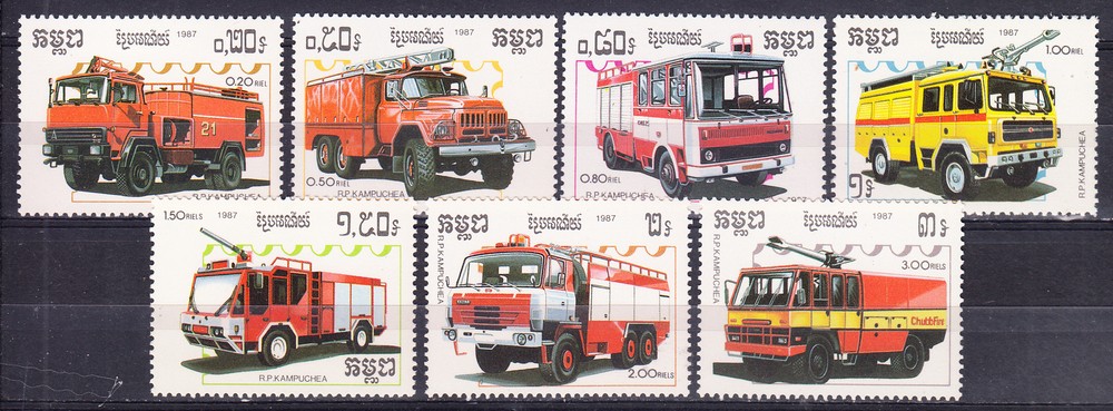 W CAMBODIA 0823-829 FIRE TRUCKS