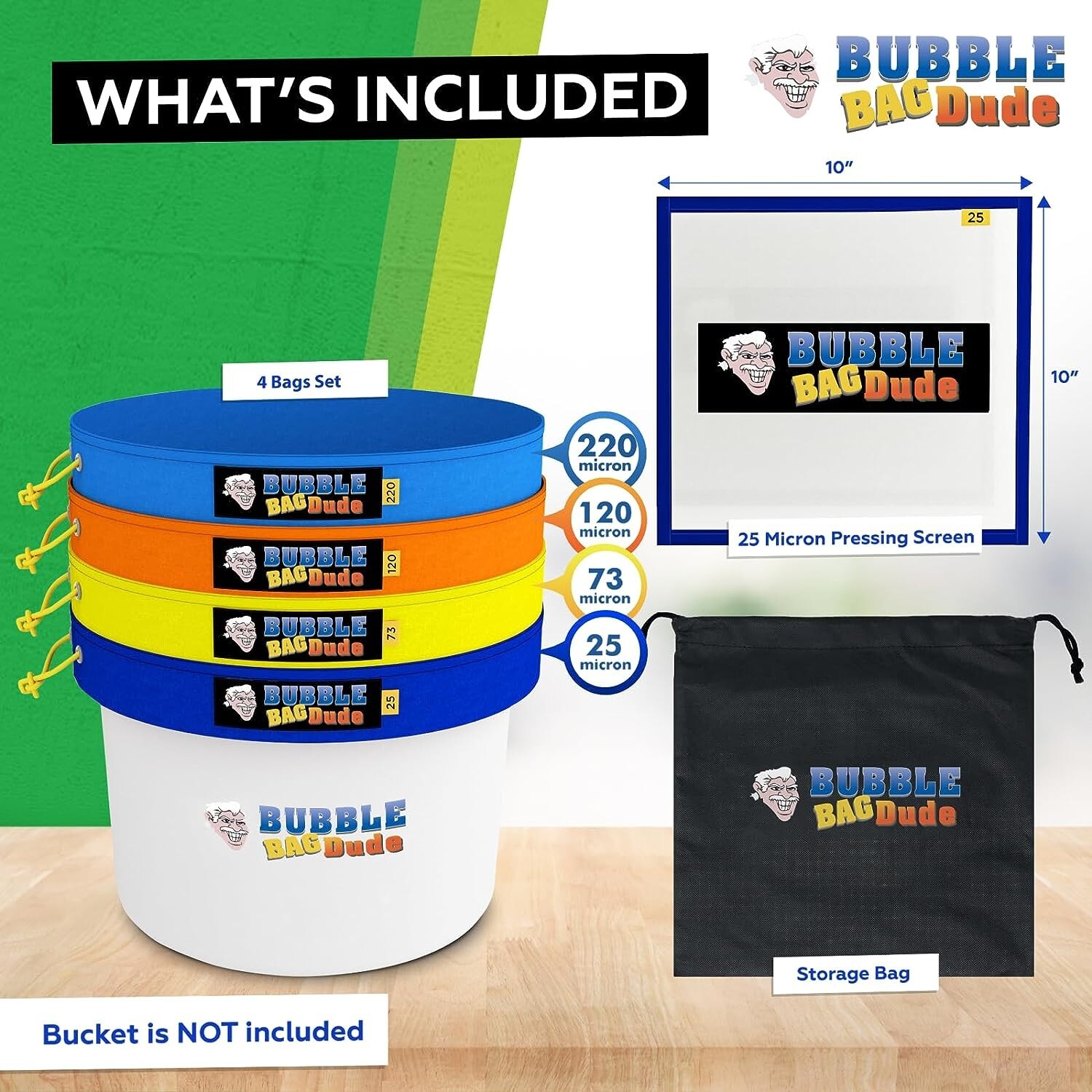 Bubble Bag BUBBLEBAGDUDE 20 GAL - 4 Bag Kit Bubble Hash Bags Herbal Extractor