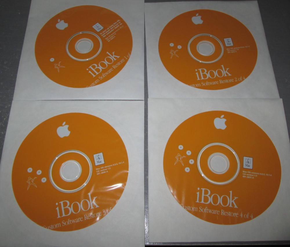 Apple iBook Custom Software Restore Discs 4 MAC OS 9.2.2 10.1.4